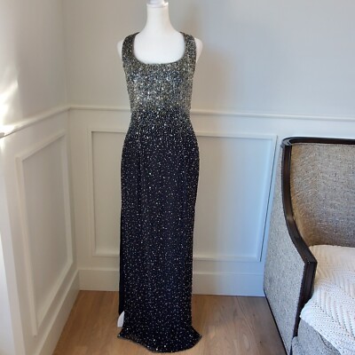 Sean Collection Black & Silver 100% Silk Beaded Gown Size M. | eBay Sean Collection Black & Silver 100% Silk Beaded Gown Size M. | eBay