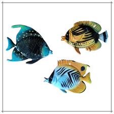 Pesci in ceramica tropicali finti decorazioni da parete esterno interno set 3