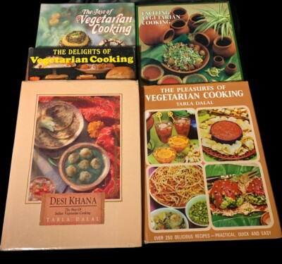FIVE Tarla Dalal Vegetarian Cook Books Lot Hardcover Free Shipping
