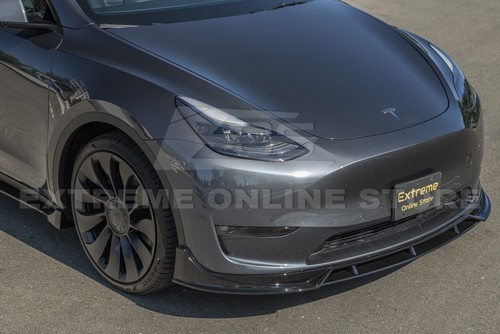 Falda lateral con divisor de labios frontales negra brillante para 20-up Tesla Model Y | Rendimiento - Imagen 4 de 12