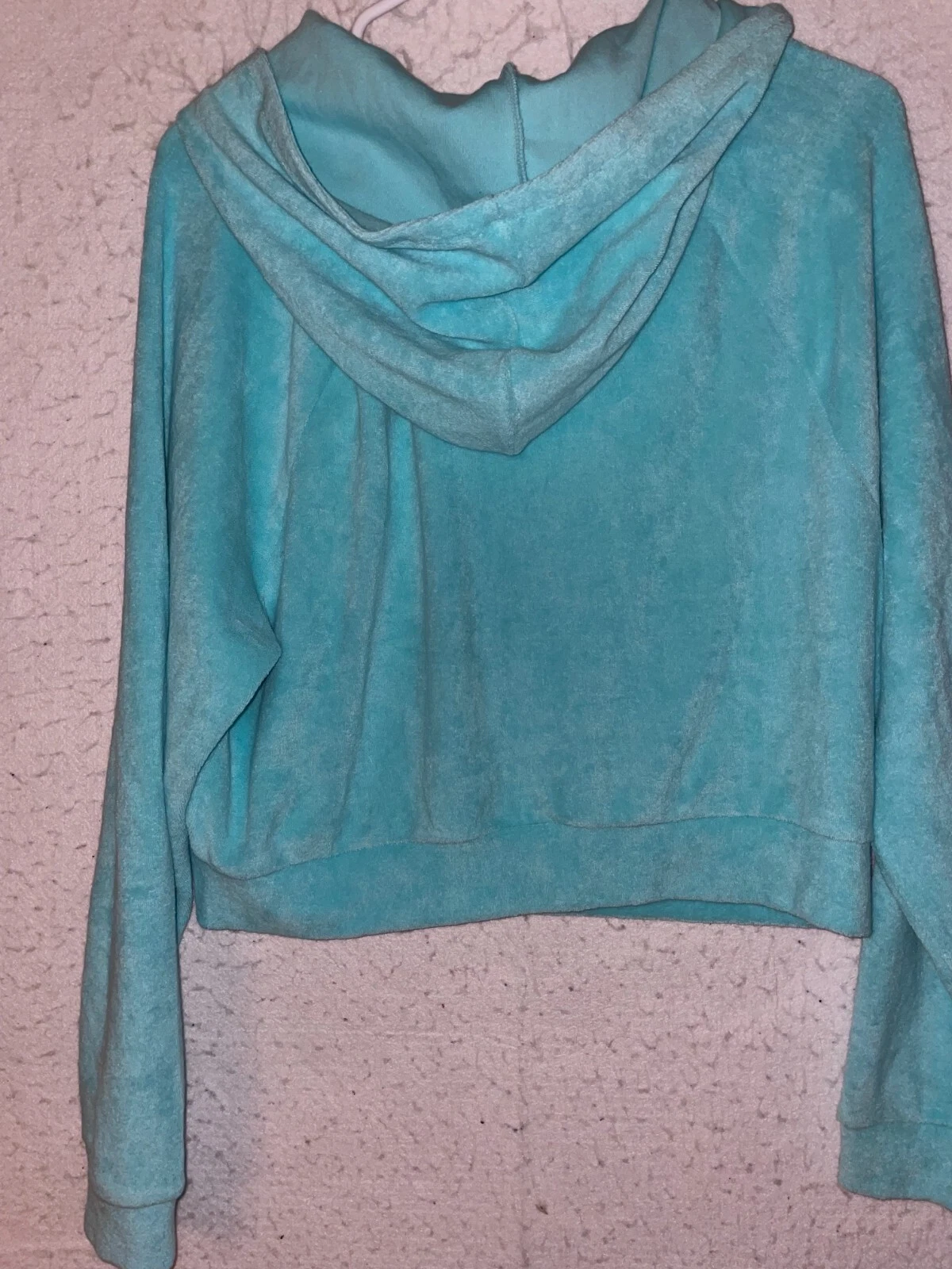 UNDERCOVER Felpa con cappuccio Victoria's Secret On Point blu acqua cropped full zip Terry taglia S