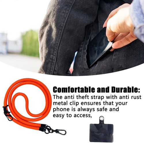 Cordon de téléphone portable corde épaisse 10 mm téléphone bandoulière cou support avec entretoise voyage - Photo 3 sur 9