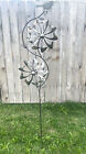 Heavy Duty Double Spinner w/Bird Metal Welded Yard Stake Wind Spinner Garden Art