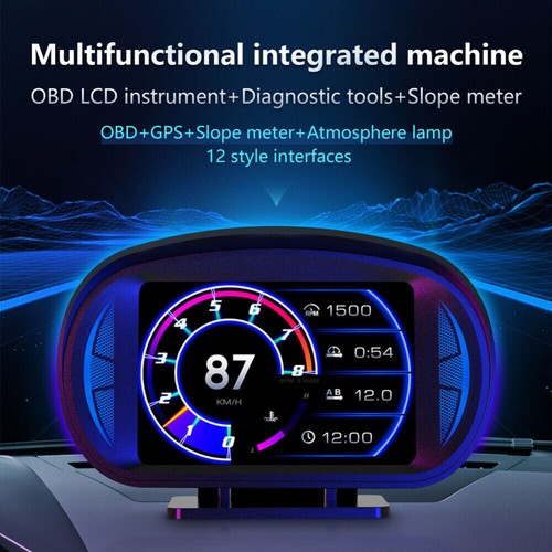 Universal Car HUD Gauge Digital Head UP Display GPS OBD LCD Speedometer Odometer - Picture 2 of 12
