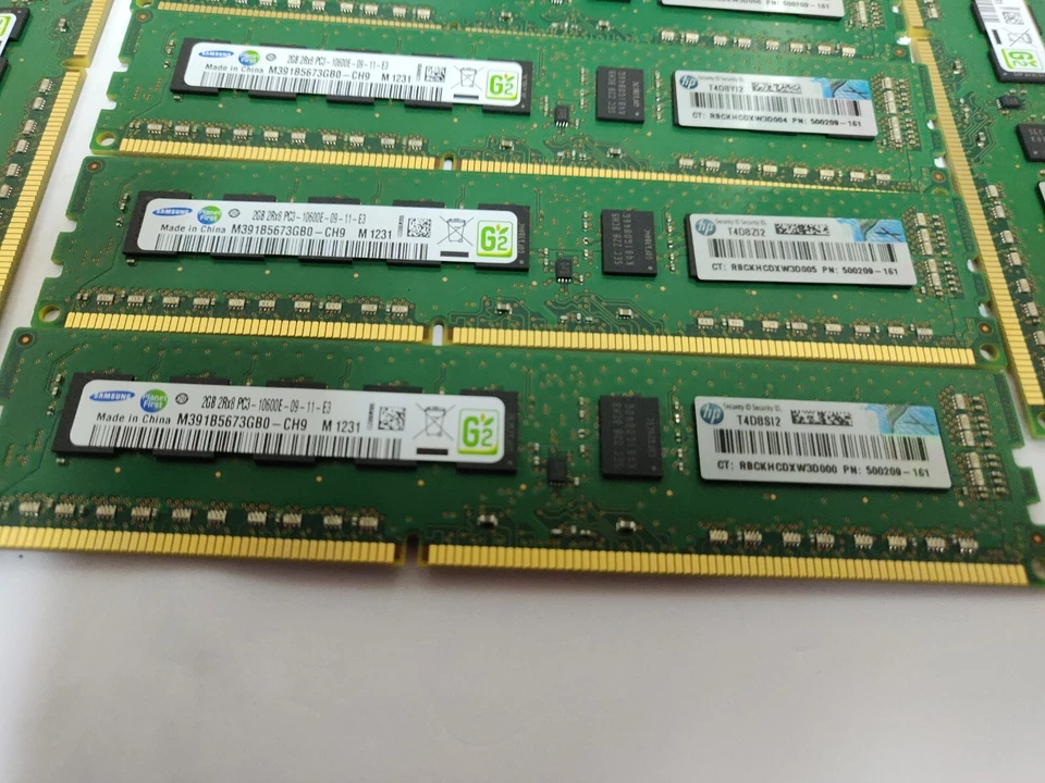8 módulos de servidor ECC HP 500209-161 2 GB 2Rx8 PC3-10600E DDR3 1333 MHz Foto 2 de 2