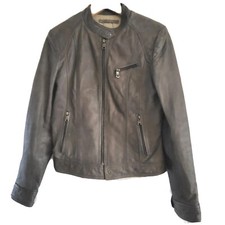 Marc Andrew New York Womens Grey Biker Leather Jacket Size Medium
