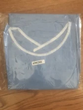 2 Blue Isolation Lab Gown Knitt Cuffs Medical Dental Hospital Disposable