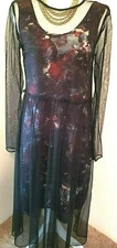 NWT Simply Vera Vera Wang Womens Black Dream Noir Dress Sheer Overlay Small S