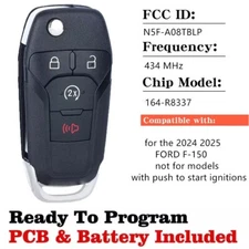 Replacement for 2024 2025 FORD F-150 4BUTTON REMOTE START FLIP KEY FOB 164-R8337
