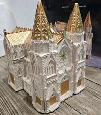 Village Christmas Cathedral Santa's Best, Wonder Lg Church Hand Painted, In Box