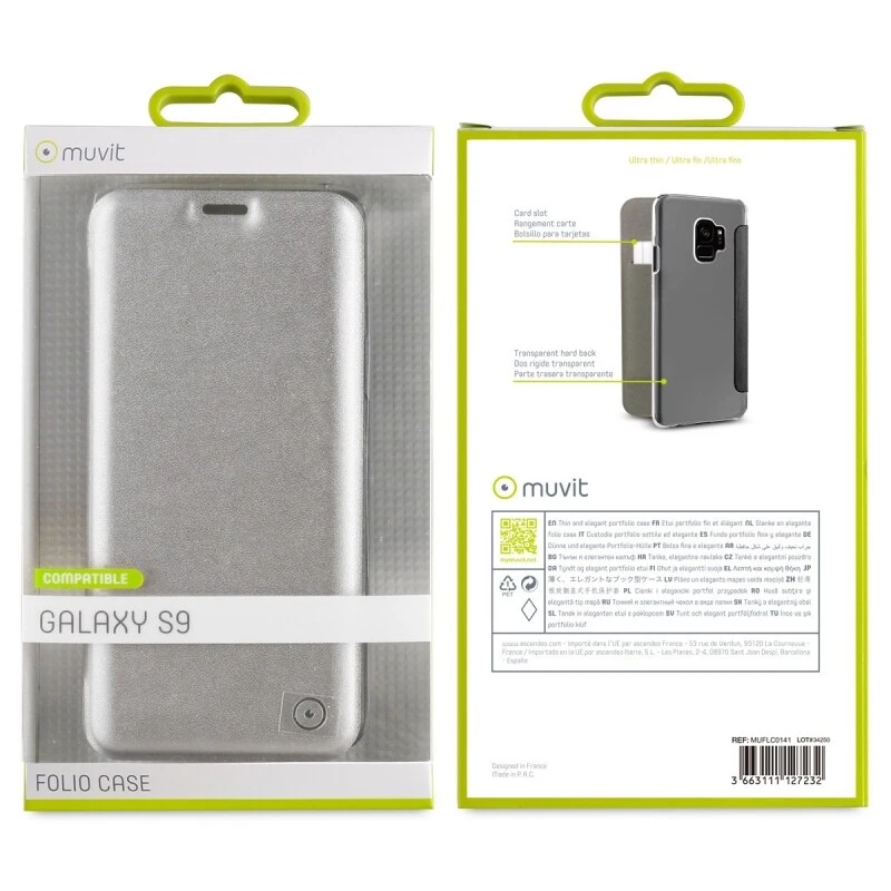 Funda Muvit Folio para Samsung Galaxy S9 plata.  - Imagen 3 de 3