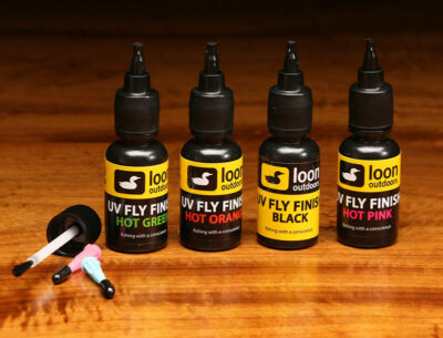 LOON Outdoors UV FLY FINISH 4 HOT Colors 14,5 Gramm HOT RED ORANGE GREEN PINK