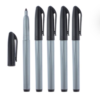 Freezer Black Permanent Markers Fast Drying Waterproof Marker Black 5 Pack