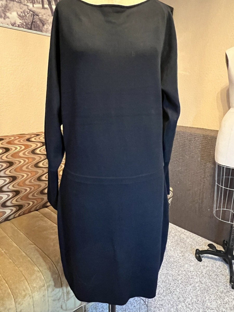 Elie Tahari Black NWT Knit Dress 100% Extra fine Merino Wool Long Sleeves |  eBay