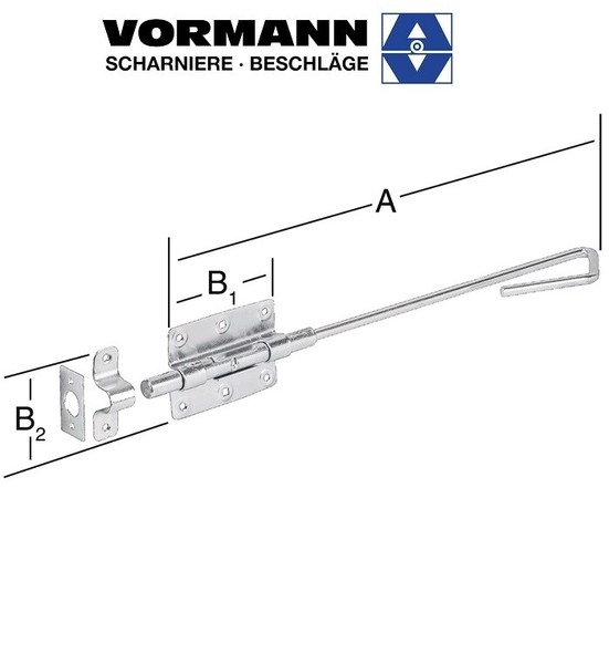 Vormann Stahl Bolzenstangenriegel LäNge 400 Mm Breite 100 Mm Bolzen-D. 16 Mm-image