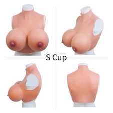Big Fake Boobs Silicone Breast Forms Breastplate Tan Color For Crossdresser