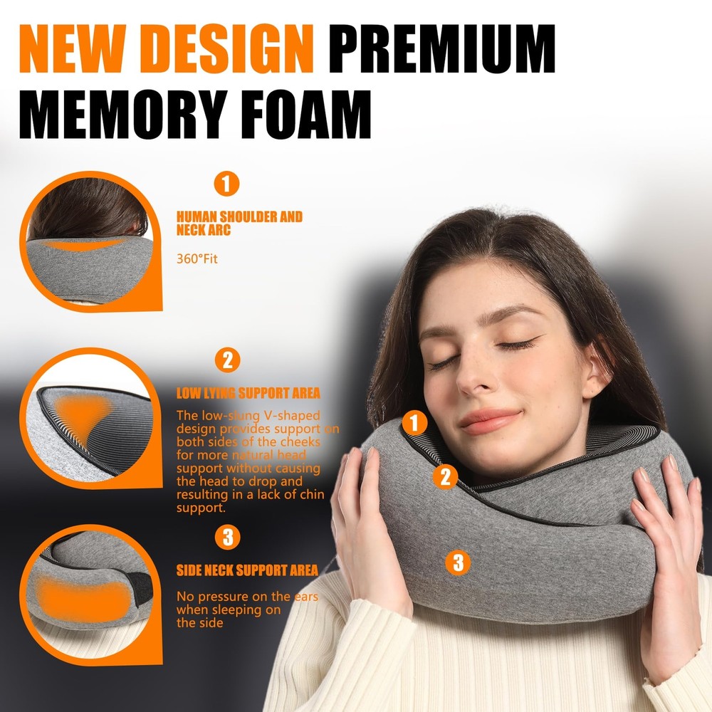 Memory Foam Neck Travel Pillow for Airplanes Cars and Buses