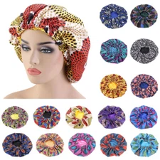 African Large Sleep Cap Printed Satin Hair Loss Bonnet Night Hat Turban Headwear