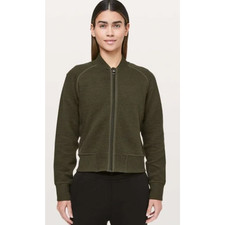 Lululemon On Repeat Olive Green Bomber Jacket Size 4