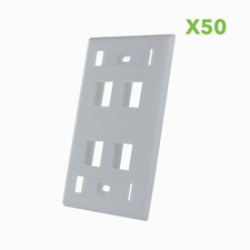50 X 4-Port Keystone Jack RJ45 CAT Network Faceplate Wall Plate- White w/Windows
