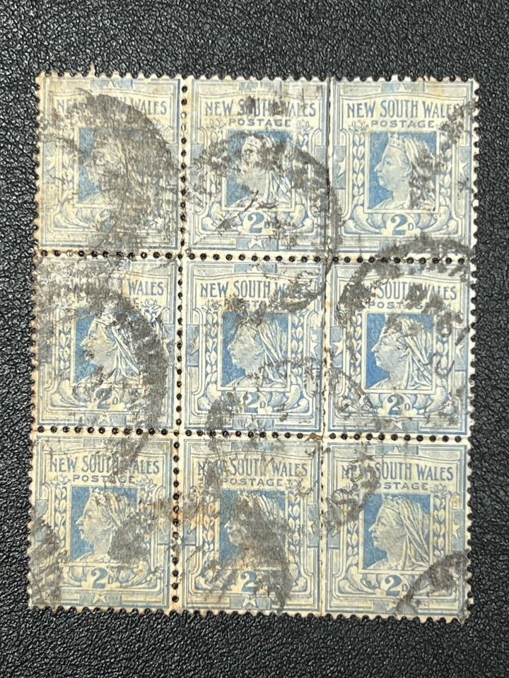 Australia - New South Wales - 1897 RARE #99 Used Block of 9 LE557 - Image 2 of 4
