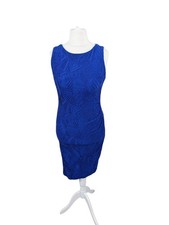 Joseph Ribkoff Sleeveless Dress UK 8 Blue Bodycon Occasion Textured Midi
