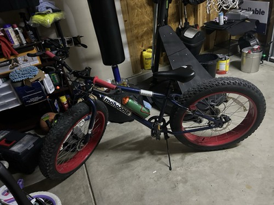 #ad Mongoose Dolomite Fat Bike 26in Blue Frame Red Rims Disc Brake Steel $599.00