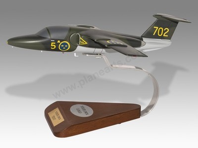 Saab 105 Sk60 Swedish Air Force Mahogany Wood Handmade Desktop Airplane Model