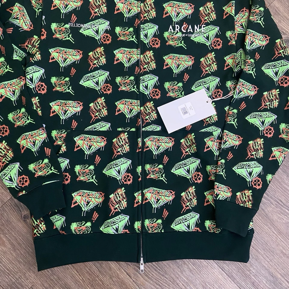 Billionaire Boys Club X Arcane AOP DD&D EKKO Verde BBC Cremallera Completa Sudadera con Capucha Talla S Foto 2 de 4