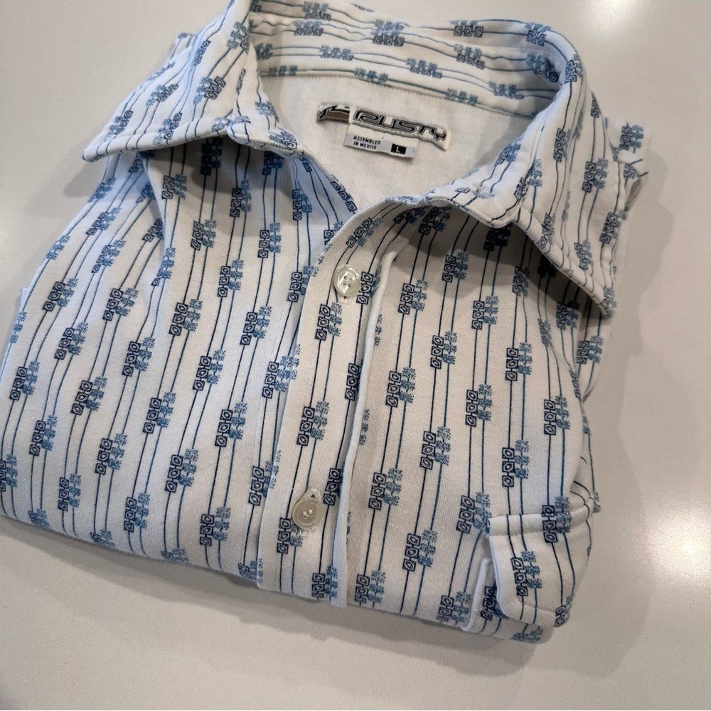 Rusty Surfboards Abstract Pattern Button Down Shi… - image 9