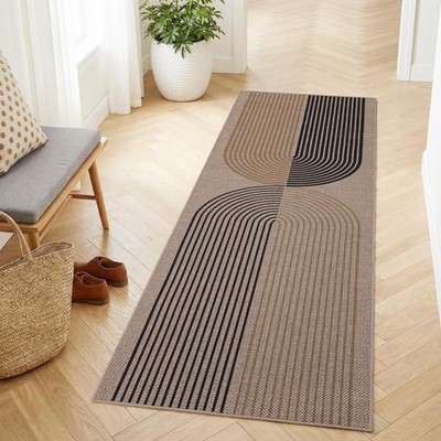 Easy Jute 2x6 Modern Rainbow Runner Rug for Hallway Kitchen Non Slip Indoor O...