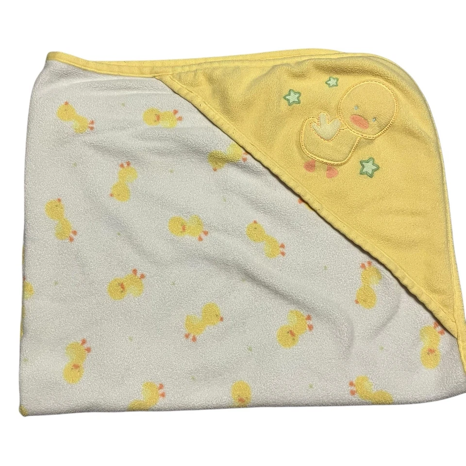 Vtg Y2K Carters Microfleece Micro Fleece Baby Blanket White Duck Star 26x32” - Image 3 of 4