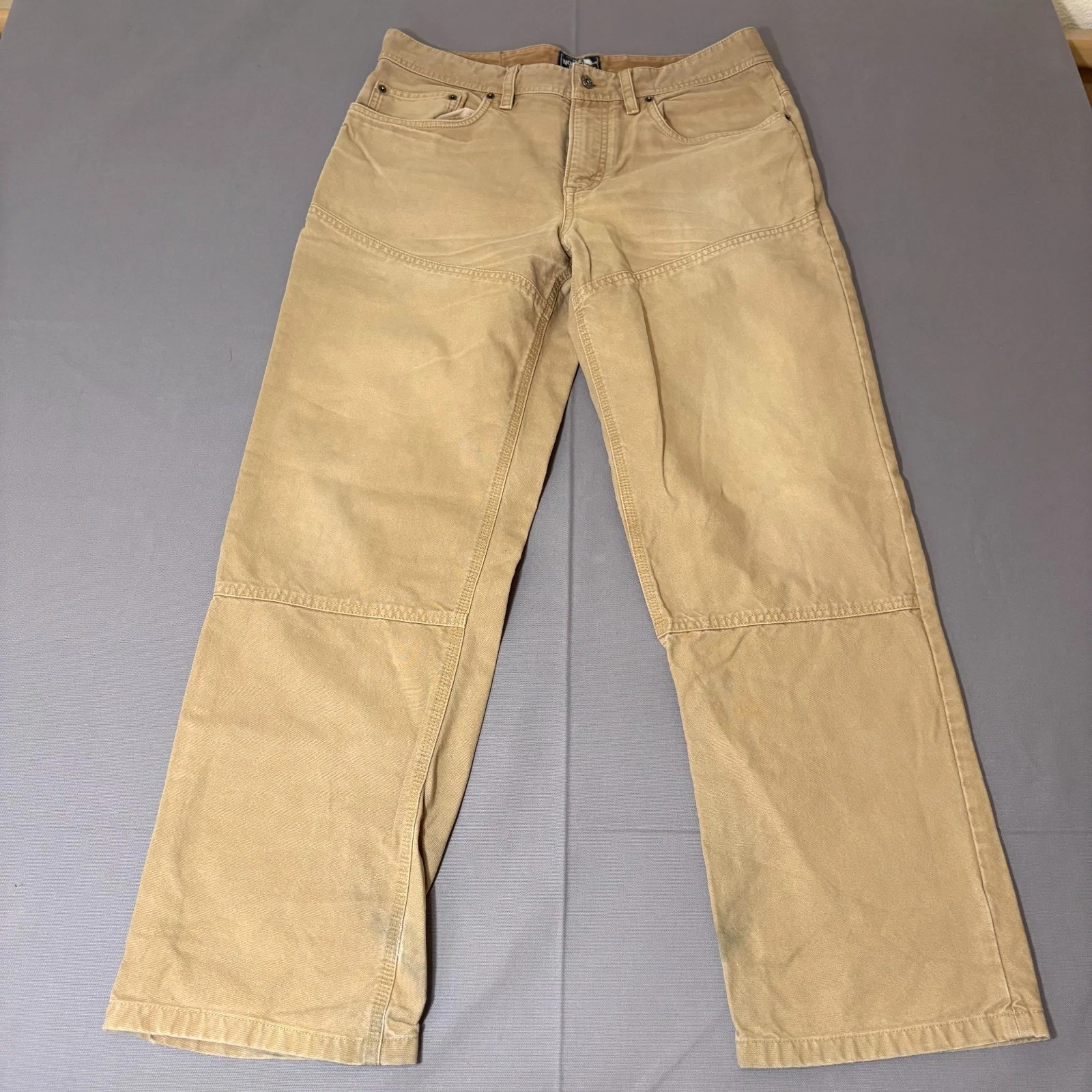 The North Face Work Pants Mens 34 Beige Canvas Cotton Mid Rise Outdoor Hiking