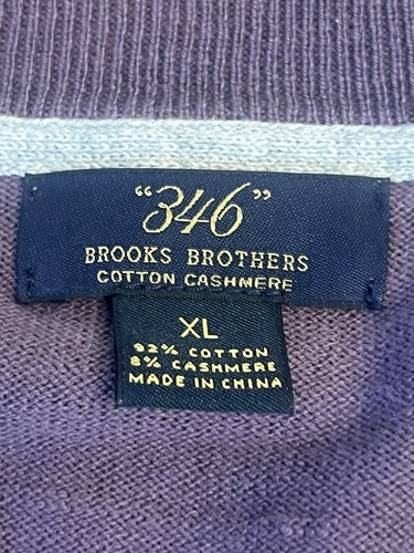 Maglione Brooks Brothers 346 misto cotone cashmere viola maglia manica lunga XL - Foto 3 di 5