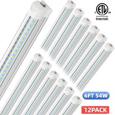 T8 6FT LED Tube Light Fixture 12 Pack 6000K Garage Workshop Shop Ceiling Light