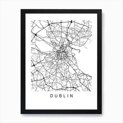 Dublin Karte Kunstdruck gerahmt Wandbild Poster Leinwanddruck Bild