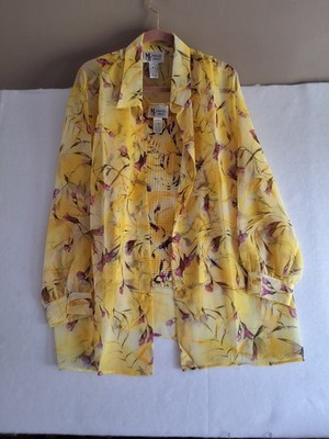 Vintage 1990s 2X Maggie Sweet 2 Piece Blouse With Floral Design.  VGVC