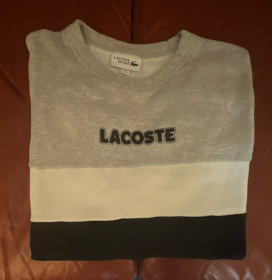 Lacoste Sport Herren Sweatshirt Pullover L Rundhals Colorblock grau/weiß/schwarz