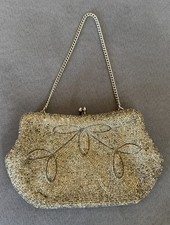 Vintage Beaded Handbag With Chain Handle - Some Missing Beading