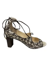 Jimmy Choo Vernie Lace Up Snakeskin Heels Pumps Open Toe Python 36