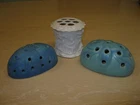 Lot of Three Vintage Signed Flower frogs : Two Van Briggle & One German Parian