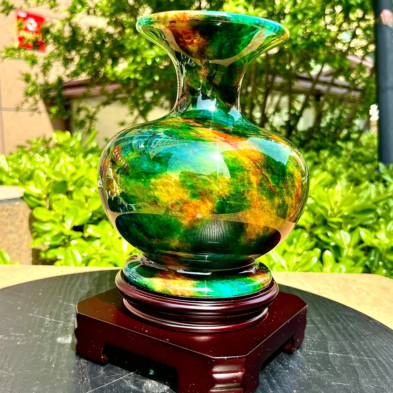 4.36LB Natural "Seven Colors Jade" vase specimen -Taiwan China