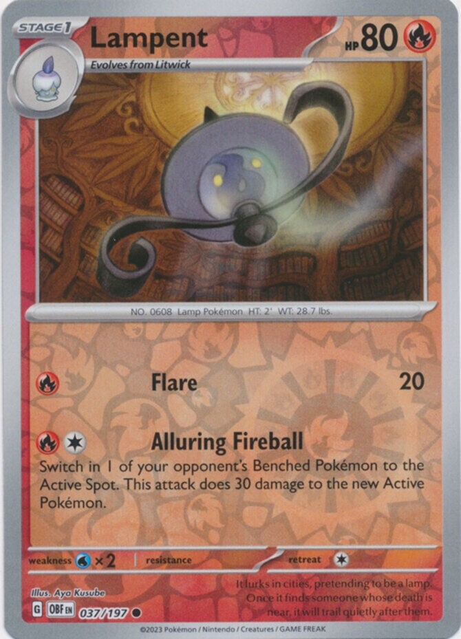 Lampent - 037/197 - Reverse Holo - Pokemon - Obsidian Flames