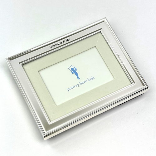 Pottery Barn Kids Chrome Standing Wall Hang Sentiment Grandpa & Me Photo Frame