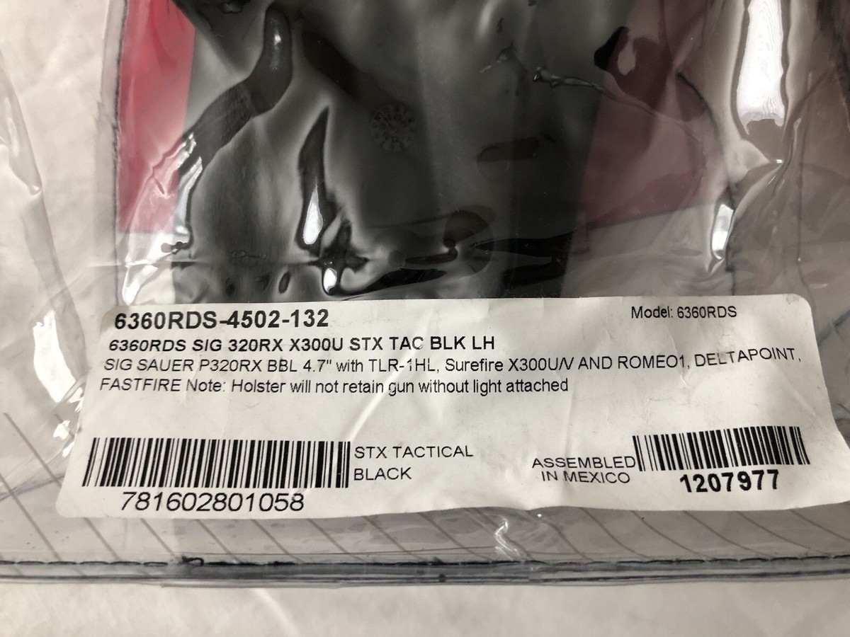 Safariland SIG, 6360RDS-4502-132 LH SIG P320RX 4.7” BBL, Light