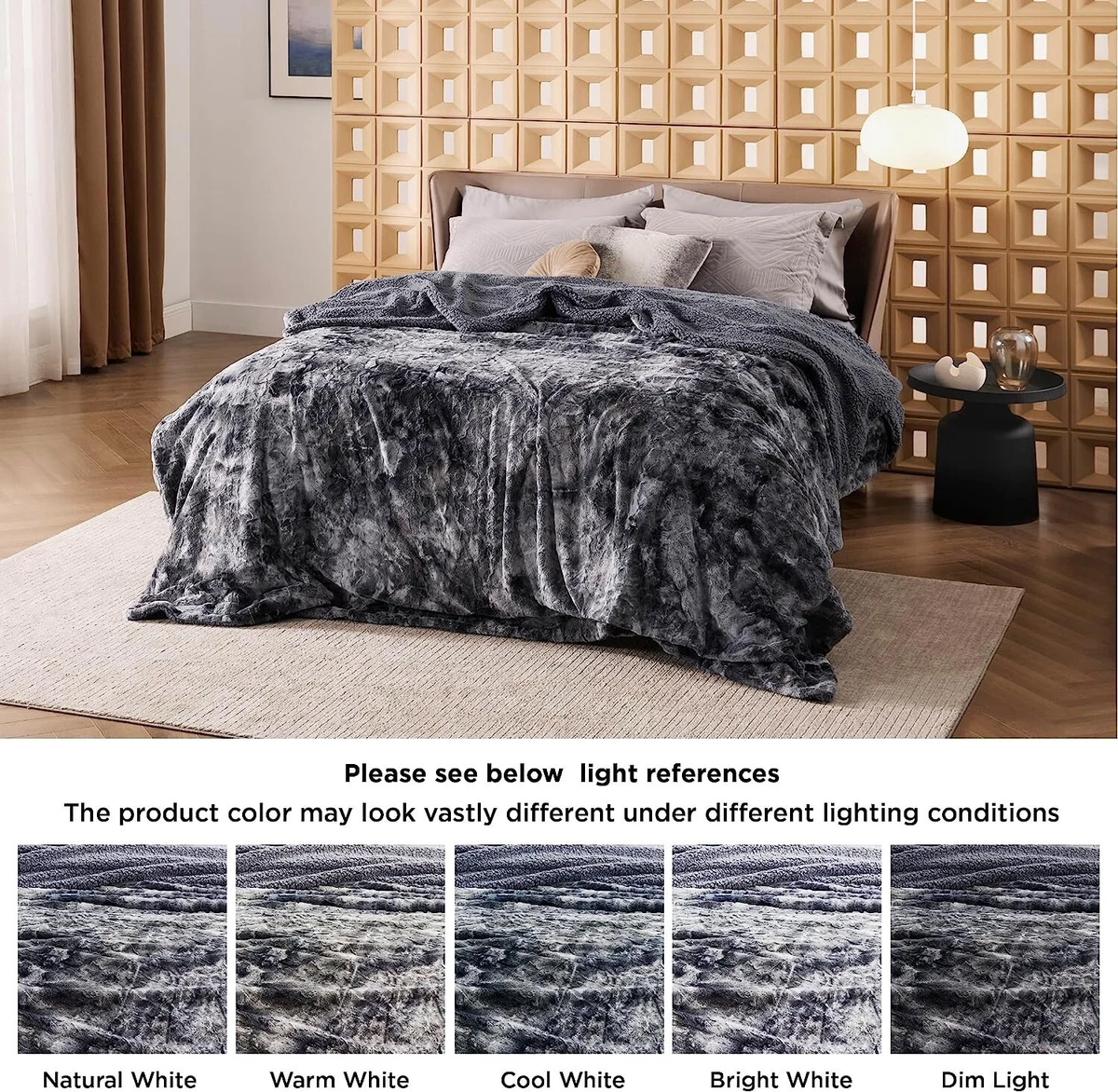 Bedsure Soft Fuzzy Faux Fur Sherpa Fleece King Size Throw Blanket Gray-Warm  Sofa | eBay