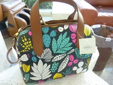 Fossil Fiona Satchel Handbag Dark Floral Crossbody/Double Handles Purse NWT