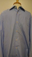 ROBERT GRAHAM Mens L/S Dress Shirt 17 43 Blue Plaids  Checks 100 Cotton