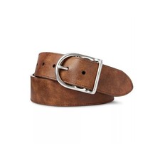Polo Ralph Lauren Men's Distressed Leather Belt Dull Nickle Centerbar Buckle 32