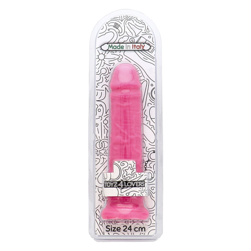 Dildo Realistico Vaginale Anale Unisex Pene Grande 24cm Made in Italy PVC Fucsia - Foto 6 di 8